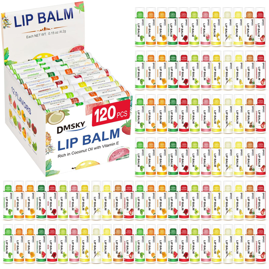 Dmsky 120 Pack Lip Balm, Lip Balm Bulk With Vitamin E And Coconut Oil, Moisturizing Lip Balm For Dry Lips, Stocking Stuffers For