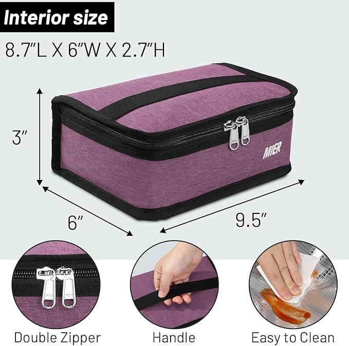 MIER Portable Thermal Insulated Cooler Bag Mini Lunch Bag for Kids, Purple
