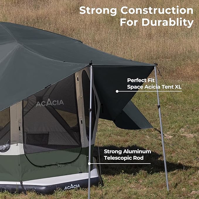 ACACIA Canopy XL for Space Acacia Camping System, PU2000 Waterproof Camping Tarp for 4 Season Camping, UPF50+ Sunproof Tent Tarp with 4 Telescoping Poles, Carry Bag, Summer Night