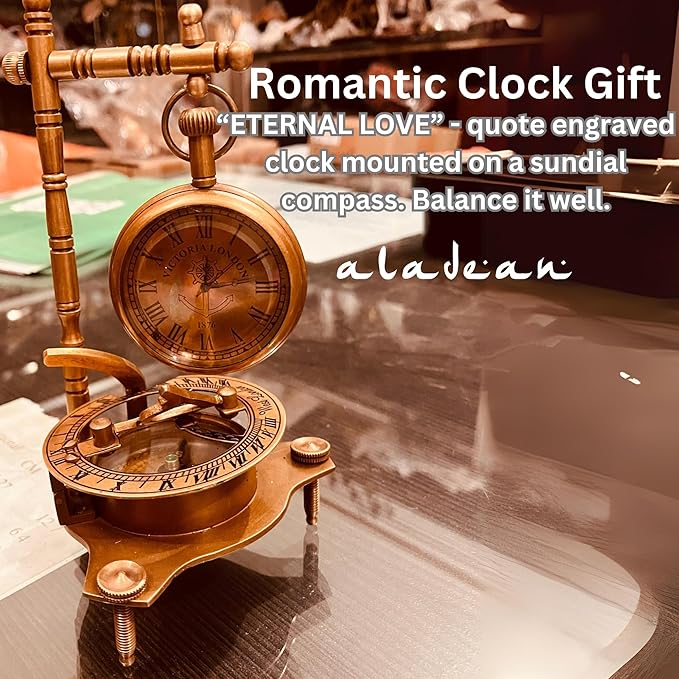 ALADEAN Eternal Love Anniversary Sundial Compass Gift for Him or Her Unique Gift for Husband Wife Men Wedding Anniversary 50th 40th 25th 20th 1st Year Celebration