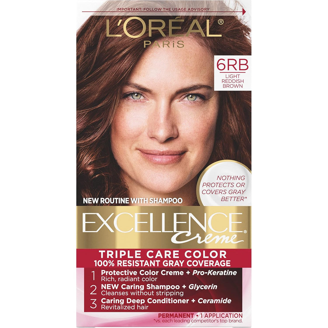 5RB Medium Reddish Brown Hair Color | L'Oreal Paris Excellence Creme – 8 Weeks Gray Coverage