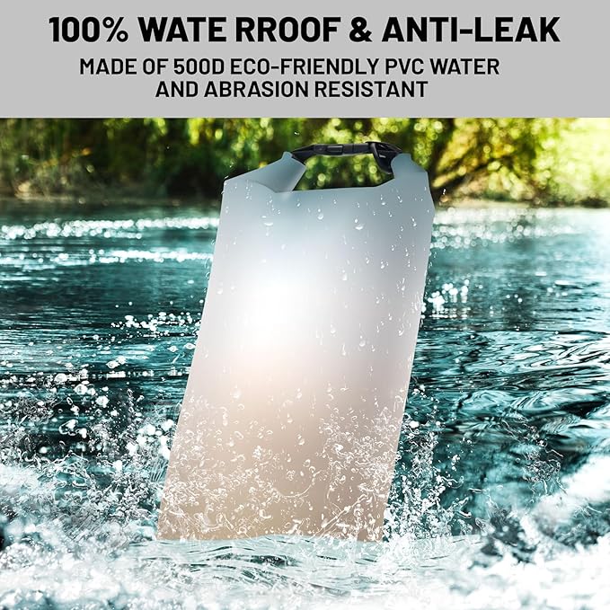 Waterproof Dry Bag,Roll Top Teal Beige Ombre Small Waterproof Backpack 5L/10L/20L Floating and Lightweight Bags for Kayaking, Boating, Fishing, Swimming and Camping with Waterproof Phone Case