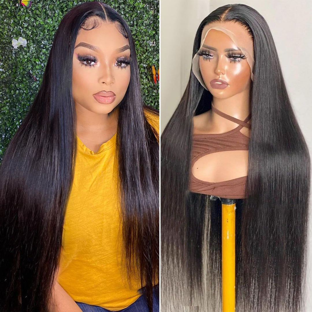 Tenacoo Lace Front Wigs Straight 13X4 Hd Transparent Lace Frontal Wigs Pre Plucked 180% Density Brazilian Virgin Human Hair Wigs
