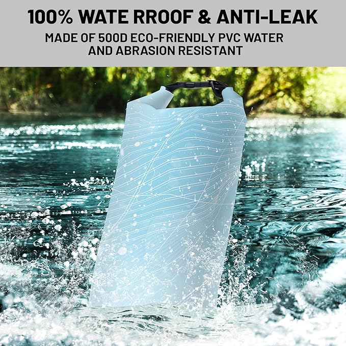Waterproof Dry Bag,Roll Top Sky Blue Waterproof Backpack 5L/10L/20L Floating and Lightweight Bags for Kayaking, Boating, Fishing, Swimming and Camping