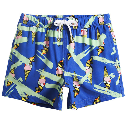 maamgic Boys Swim Trunks Stretch Quick Dry Swim Shorts Kids Bathing Suits Toddler Boy Swimsuit Swimwear Bird Cone Blue 5/6