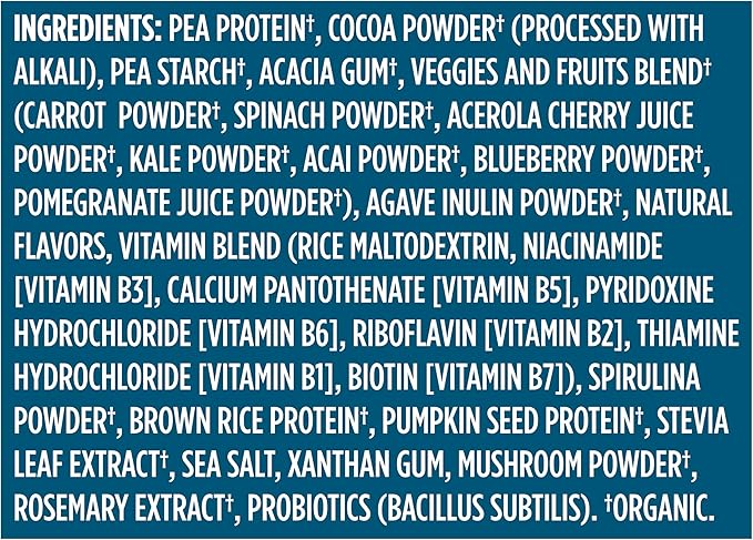 Vega Organic All-in-One Vegan Protein Powder, Chocolate - Superfood Ingredients, Vitamins for Immunity Support, Keto Friendly, Pea Protein for Women & Men, 25 Oz (Packaging May Vary)