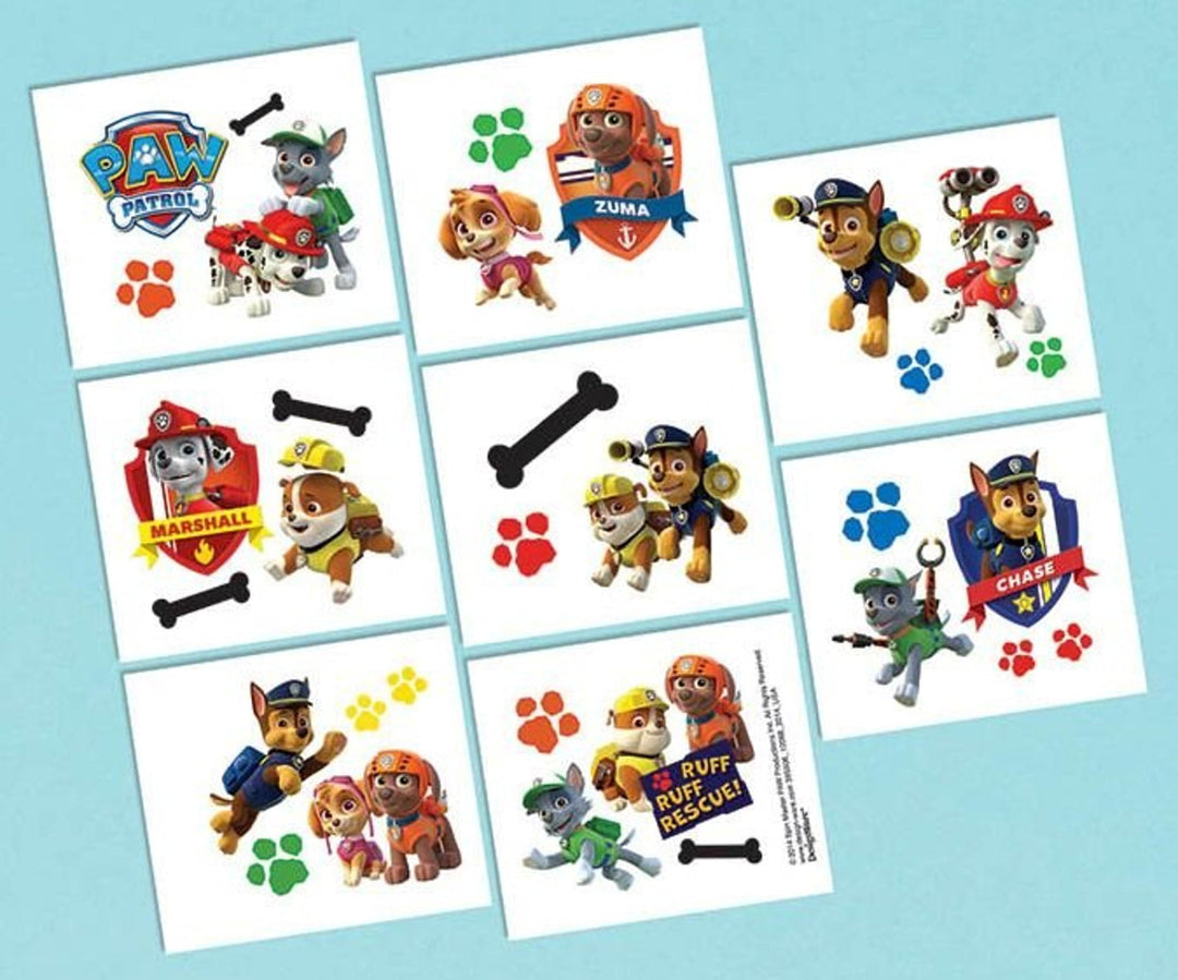 Assorted Paw Patrol Temporary Tattoos - 2" x 1.75" (Pack Of 8) - Perfect Party Favors & Gifts For Kids