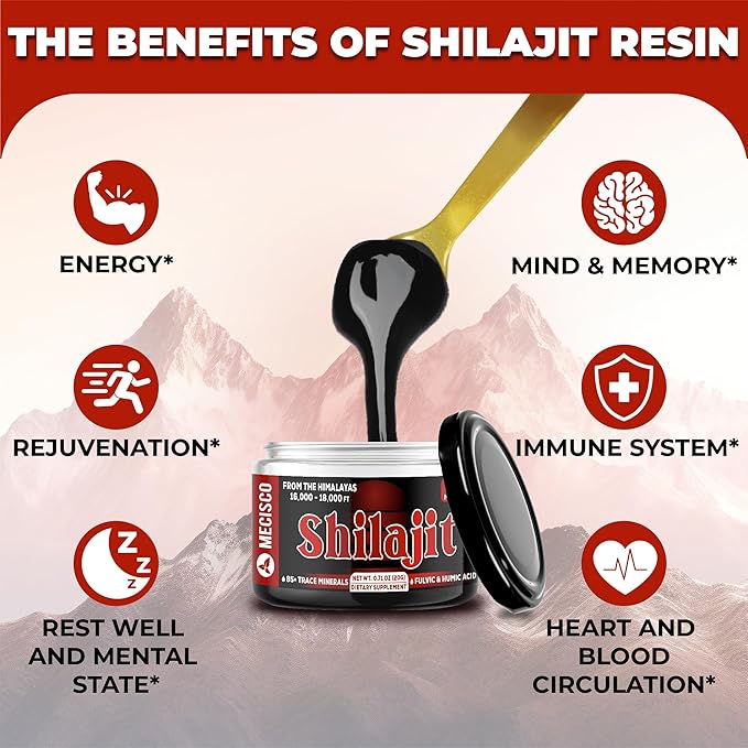 2Packs 20g Shilajit Pure Himalayan Organic - Shilajit Supplement Contains Natural Fulvic, Humic Acid & 85+ Trace Minerals - Support for Energy Production, Brain Health & Immune System