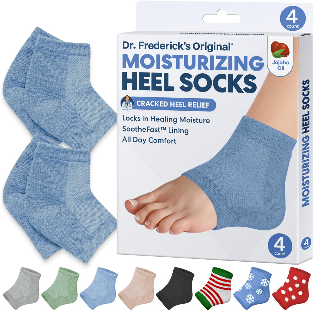 Dr. Frederick's Original Moisturizing Heel Socks for Cracked Heel Treatment - 2 Pairs - Socks for Dry Feet - Cracked Skin Repair & Overnight Hydration - Foot Care for Women & Men - Jojoba Oil