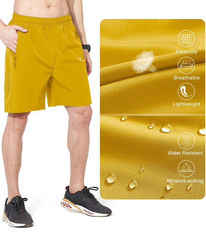 NORTHYARD Men's Athletic Running Shorts Quick Dry Workout Shorts 7"/ 5"/ 9" Lightweight Sports Gym Basketball Shorts Hiking Exercise YELLOW S