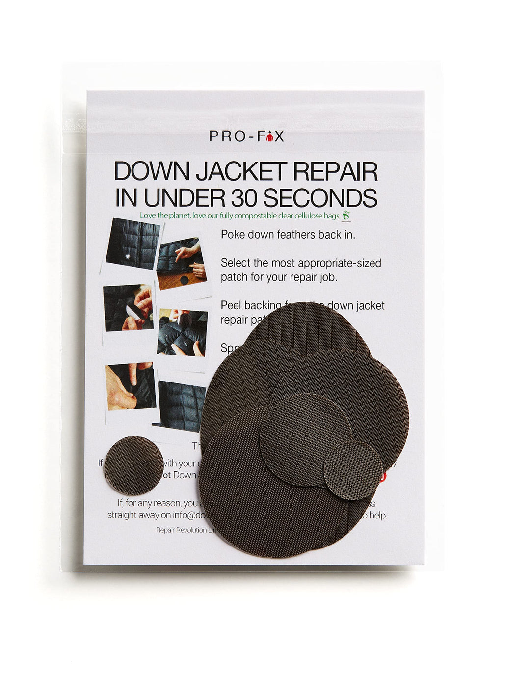 PRO FIX Down Jacket Repair Patches - Easy to Use, Pre-Cut, Self-Adhesive, Soft, Waterproof, Tear-Resistant Rip-Stop Nylon Fabric to Fix Holes in Clothing, Down Jackets, Outdoor Gear (Dark Brown)
