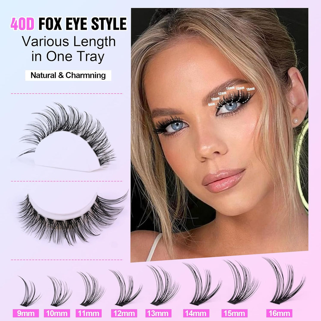 80D Full Volume Eyelash Clusters Kit | DIY Lash Extensions with Bond & Tweezers