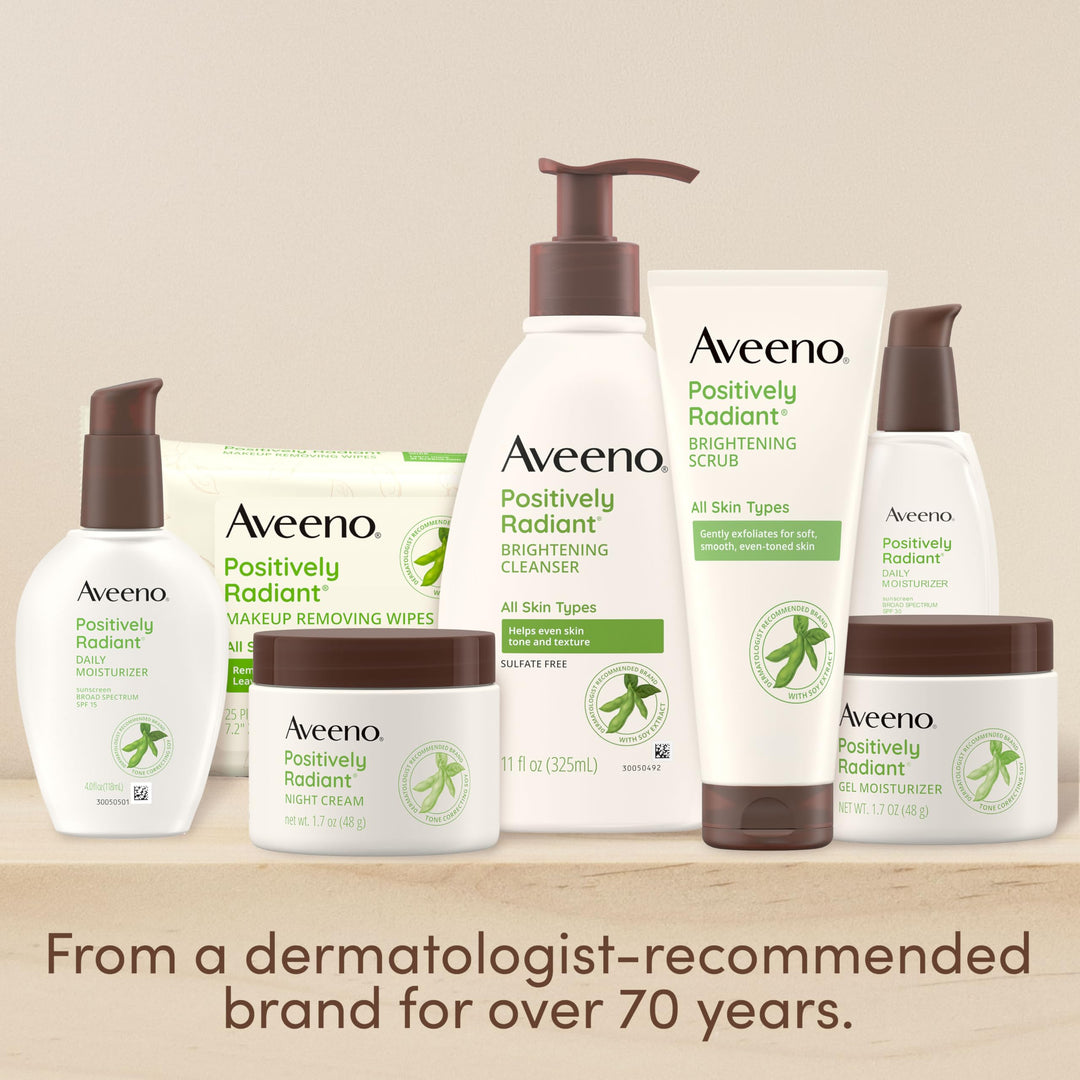 Aveeno Positively Radiant Skin Brightening Exfoliating Daily Facial Scrub, Moisture-Rich Soy Extract, helps improve skin tone & texture, Oil-& Soap-Free, Hypoallergenic, 5 oz
