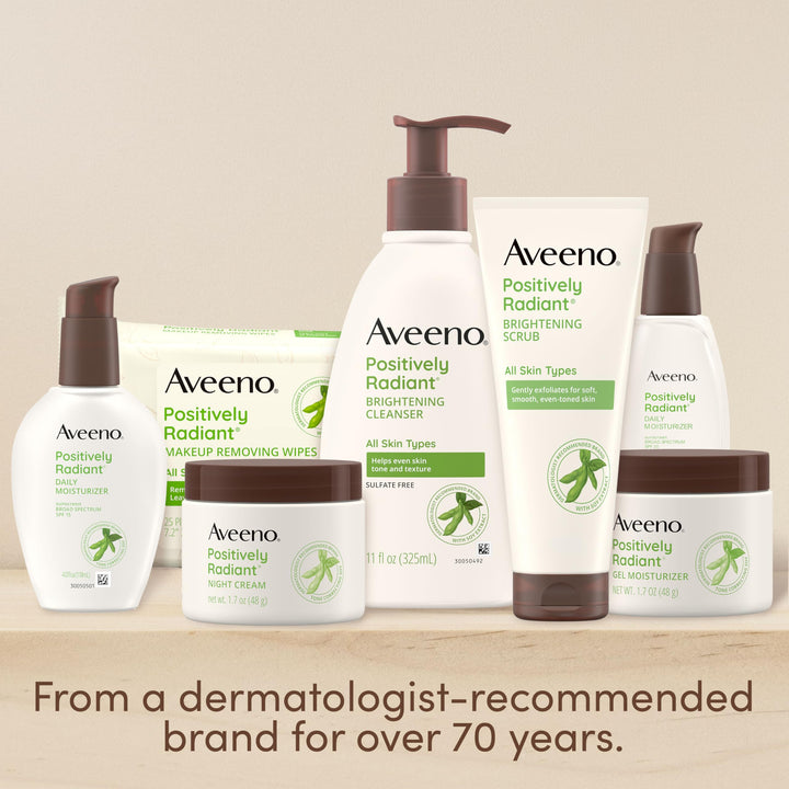 Aveeno Positively Radiant Skin Brightening Exfoliating Daily Facial Scrub, Moisture-Rich Soy Extract, helps improve skin tone & texture, Oil-& Soap-Free, Hypoallergenic, 5 oz