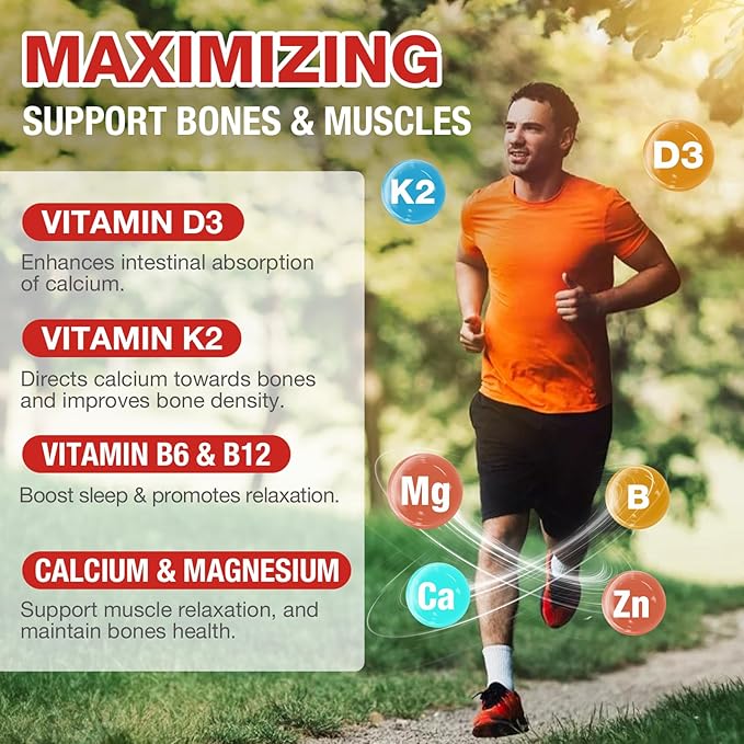 5 Packs Calcium Citrate Gummies for Kids & Adults, Sugar Free, Calcium Supplements with Vitamin D3, K2, Magnesium,Support Bone & Muscle