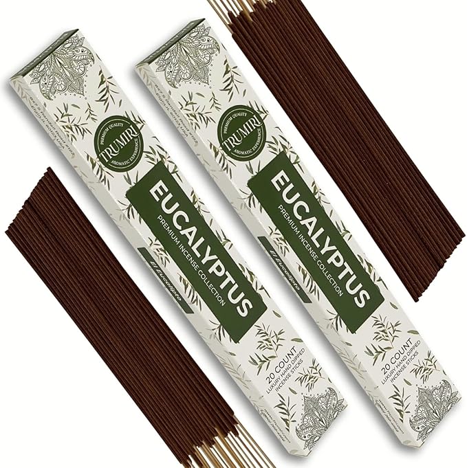 Eucalyptus Incense Sticks - Total 40 Insence-Sticks - Dual Pack of 20 Insense - Inciensos - Inscents - Natural Non Toxic Ingredients - Incents - Incence - Inscense - Insents