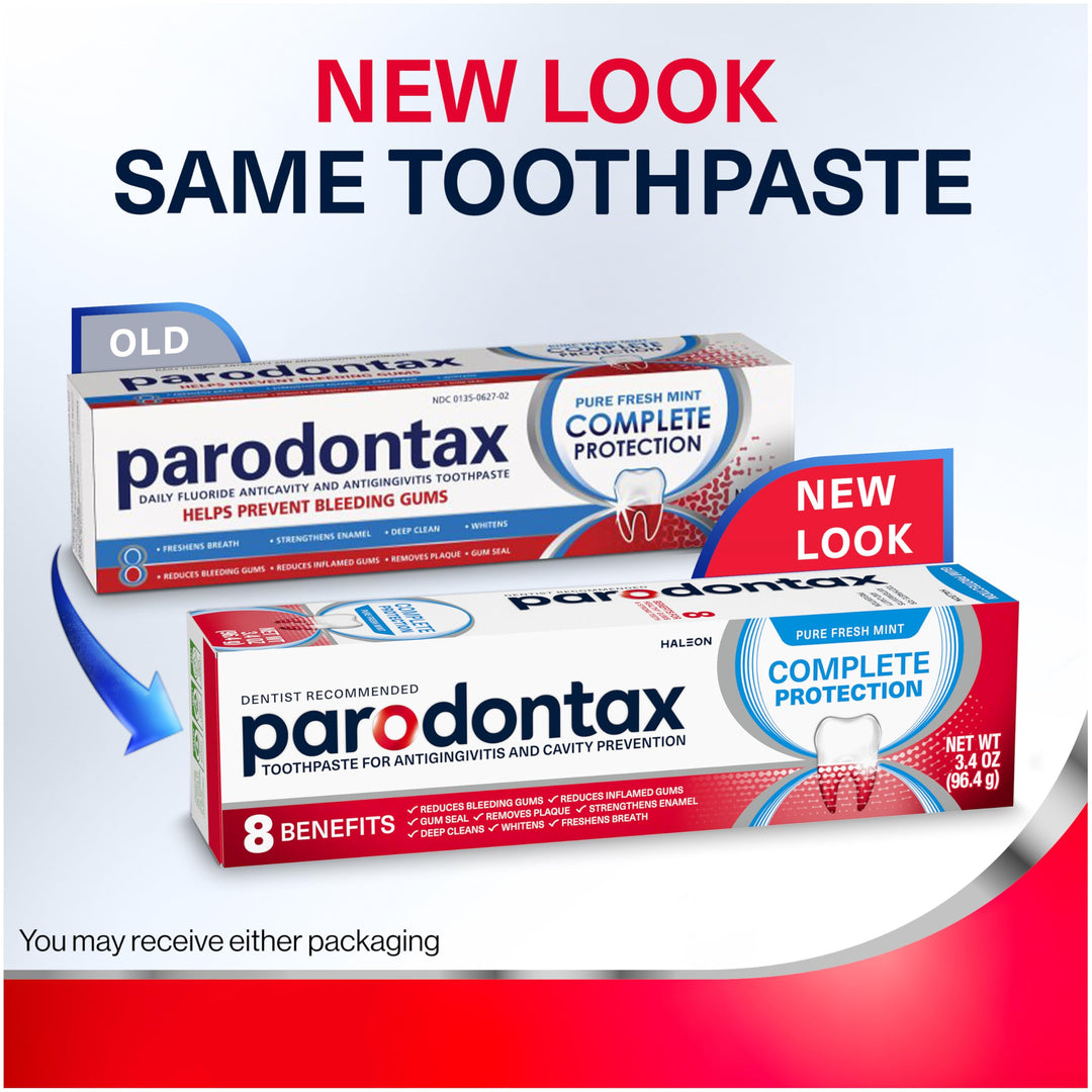 Parodontax Complete Protection Toothpaste for Bleeding Gums, Gingivitis Treatment and Cavity Prevention, Pure Fresh Mint - 3.4 Ounces