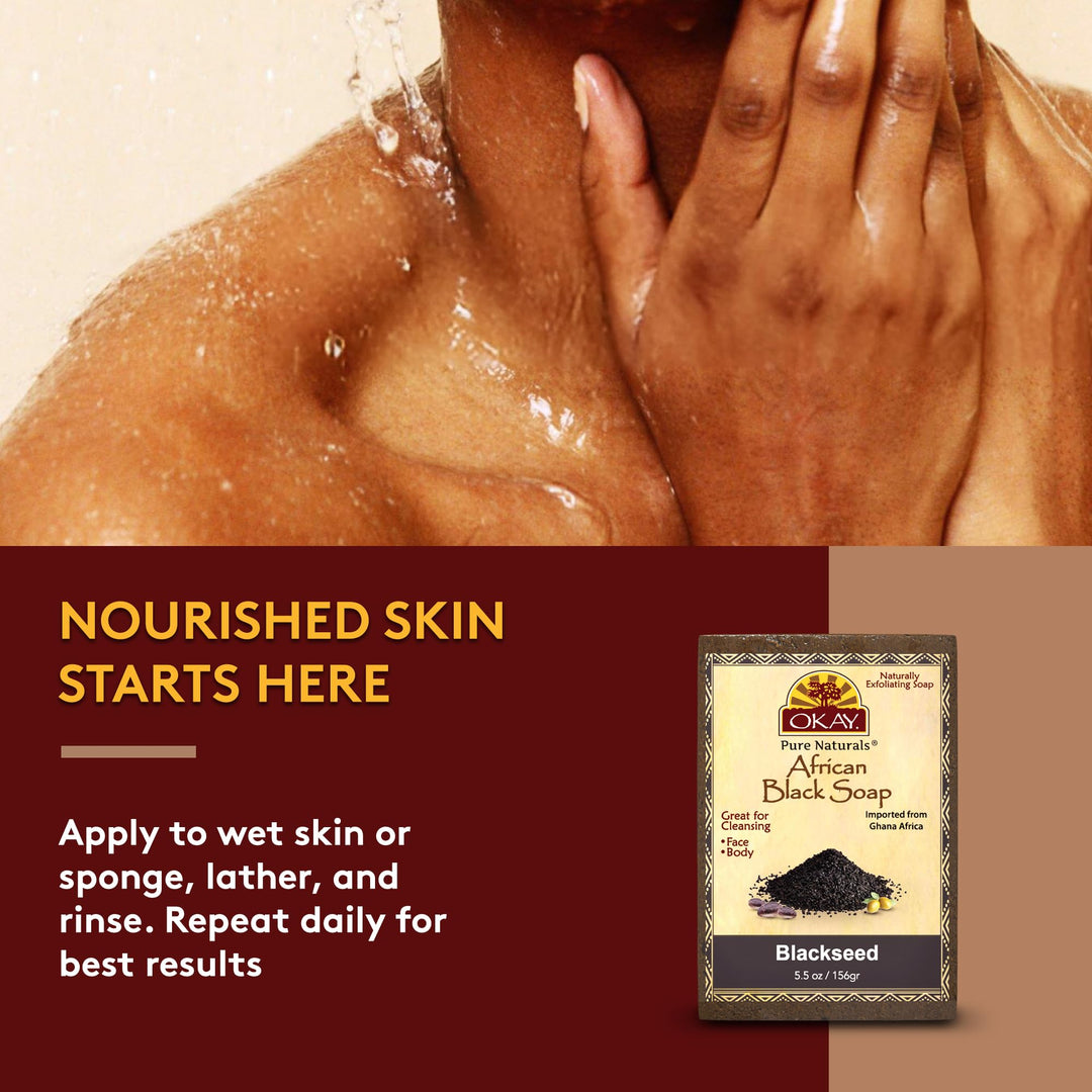 OKAY Pure Naturals AFRICAN BLACK SOAP BLACKSEED 5.5oz / 156gr