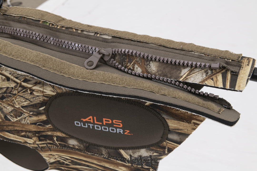 ALPS OutdoorZ Topflight Dog Vest, Dog Hunting Vest with 5mm Neoprene for Warmth, Contoured Neck Design, Buoyancy Flotation Pads, Easy Lift Handles, and Leash Clip, Large - Realtree MAX-7