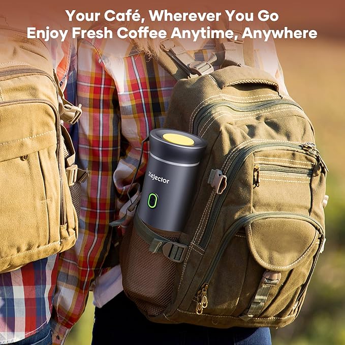 kejector Portable Coffee Maker Espresso Machine for Travel Nano Car Coffee Maker Compatible with Ground Coffee & Capsule for RV, Hiking Camping Office, Travel Espresso Maker Electric Gray