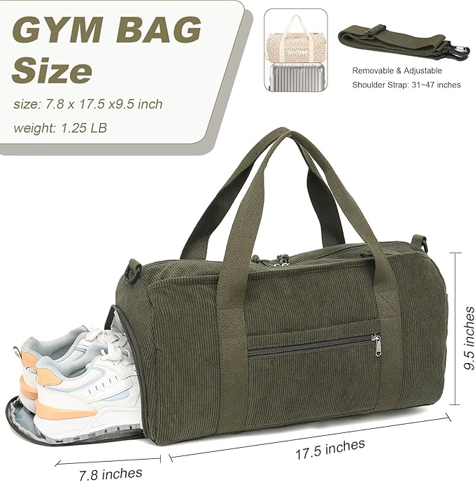Duffle Bag for Gym Sports Women Girls Workout Travel Bag Weekender with Shoe Compartment and Wet Pocket