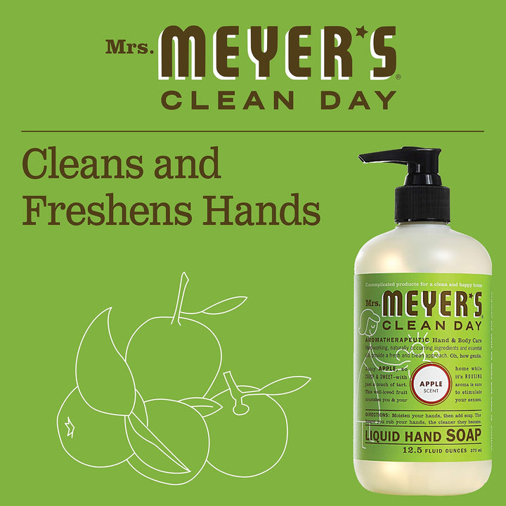 MRS. MEYER'S CLEAN DAY Hand Soap, Made with Essential Oils, Biodegradable Formula, Apple, 12.5 Fl. Oz