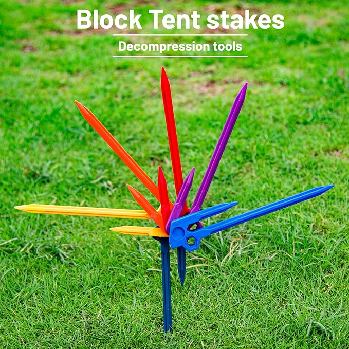 6 PCS Tent Stakes,AVOFOREST Heavy Duty Camping Stake Sturdy Novelty 8.1Inch Tent Pegs for Camping Patio, Garden, Canopies, Grassland, Outdoor