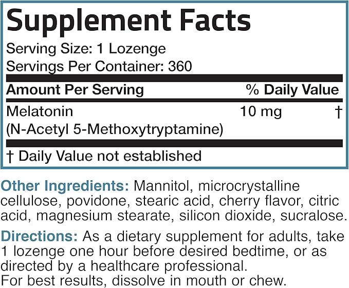 Bronson Melatonin 10mg Fast Dissolve Cherry Flavored Tablets Vegetarian Chewable Lozenges, 360 Count