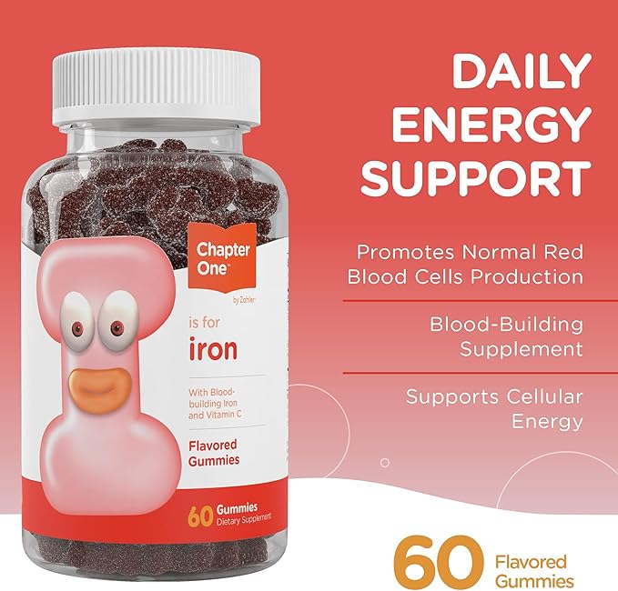 Zahler Iron Gummies with Vitamin C - for Women, Men & Kids - Best Chewable Easy to Digest Kosher Iron Supplement for Kids & Adults - 60 Count