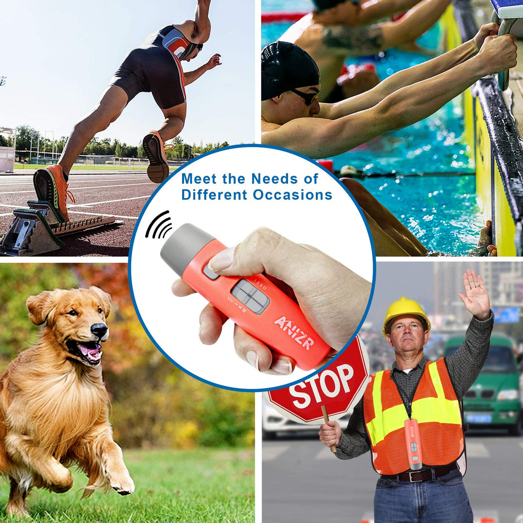 ANIZR Electronic Whistles with Lanyard,Adjustable 3 Tone & 3 High Volume Hand Emergency Whistle Basketball Referee Whistle for Coach,Teacher,Police,Outdoor Camping Boating Hiking,Red (with Battery)