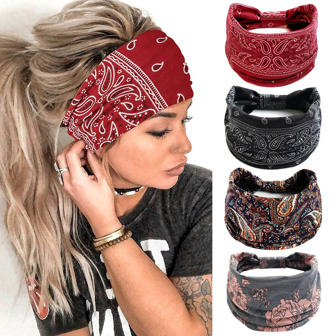 Wide Headbands For Women Black Stylish Head Wraps Boho Bandeau Thick Hairbands Large No Slip African Sport Yoga Workout Turban H