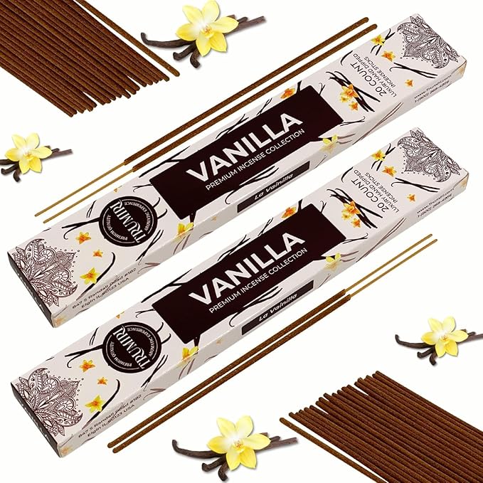 Vanilla Incense Sticks - Total 40 Insence-Sticks - Dual Pack of 20 Insense - Inciensos - Inscents - Natural Non Toxic Ingredients - Incents - Incence - Inscense - Insents