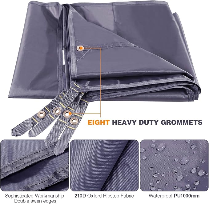 REDCAMP Waterproof Camping Tent Tarp - 95" x116'', 4 in 1 Multifunctional Tent Footprint for Camping, Hiking and Survival Gear, Lightweight and Compact