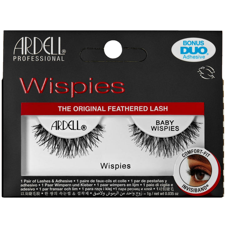 Ardell Baby Wispies False Eyelashes, Lightweight and Handcrafted, with Lash Glue, 1-pack
