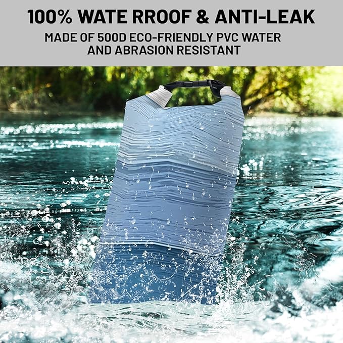 Waterproof Dry Bag,Roll Top Blue Ombre Rustic Barn Wood Small Waterproof Backpack 5L/10L/20L Floating Lightweight Bags for Kayaking, Boating, Fishing, Swimming Camping with Waterproof Phone Case