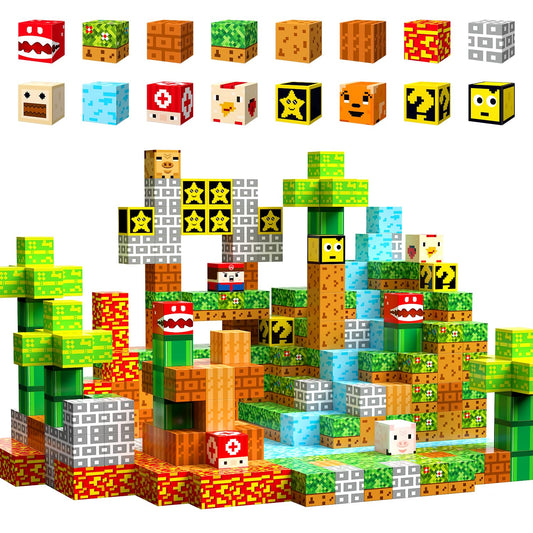 104 PCS Magnetic Blocks Building Toys, Build 3D Magnetic Building Blocks Set for Kids Ages 3+, Magnet Blocks STEM Sensory Educational Christmas Birthday Gifts Construction Toys, Birthday Gift for Kids