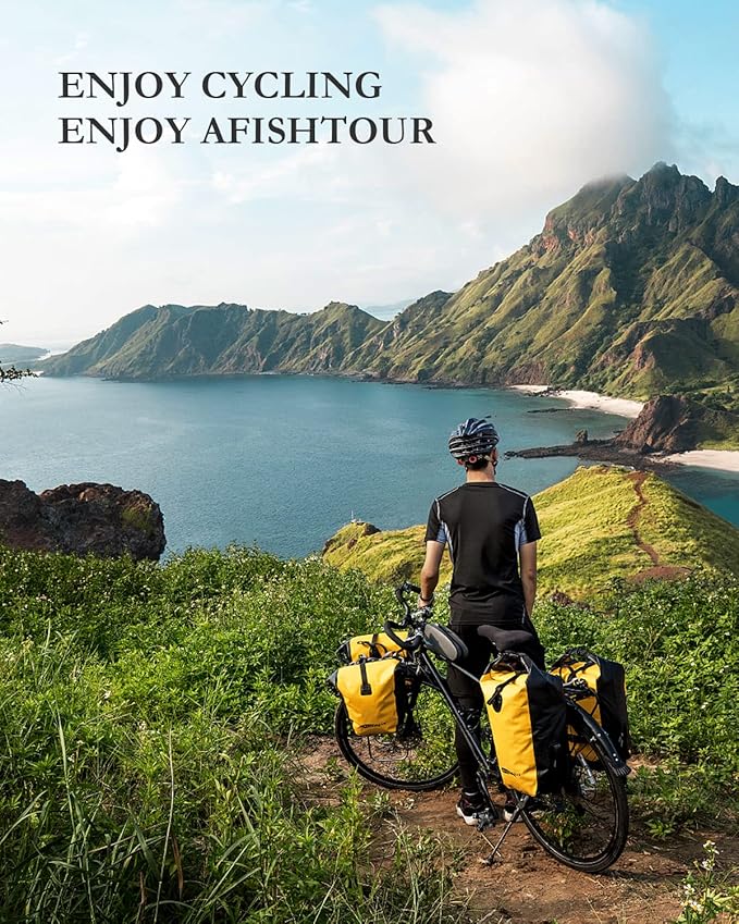 Waterproof Bike Pannier - 15L Saddle Bag for Bicycle Rear Rack - Bike Bag for Grocery, Laptop (Yellow,1 PCS)