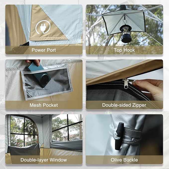 REDCAMP Canopy Camping Tent for Pop Up Canopy Tent, Inner Tent Converts Straight Leg 10'x10' or 10'x20' Canopy into Camping Tent, Fits 4-6 Person(Frame/Shelter NOT Included)