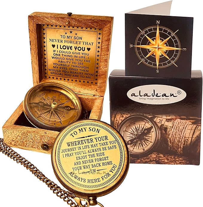 Inspiration Gift for Men Women Engraved Compass - Go Confidently - Thoreau Quote, You're Awesome Employee, Coworker Meaningful Gift for him her