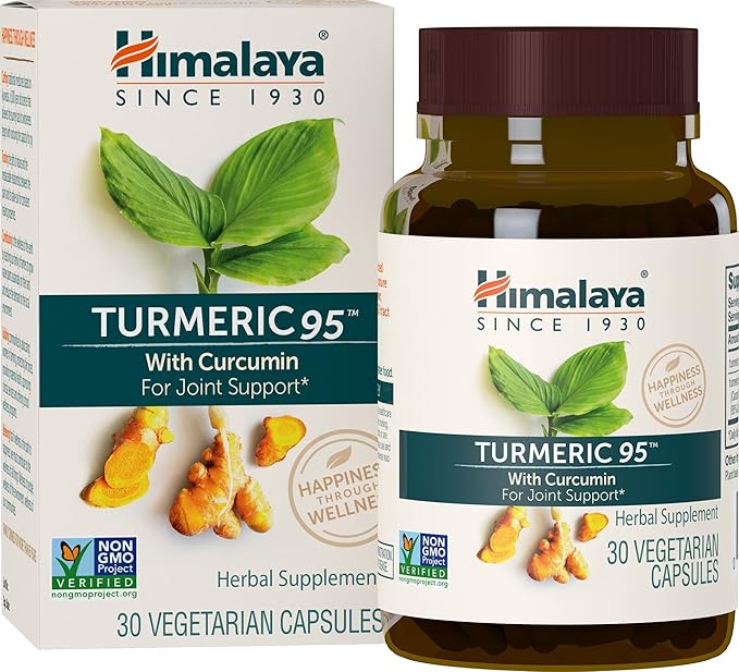 Himalaya Turmeric 95 Supplement with Curcumin/Curcuminoids, Joint and Muscle Support, Optimum Flexibility and Mobility, 600 mg, Non-GMO, Vegan, Gluten Free, 30 Capsules, 30 Day Supply