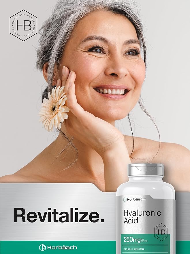 Horbäach Hyaluronic Acid Capsules | 250 mg | 240 Count | Non-GMO and Gluten Free Supplement