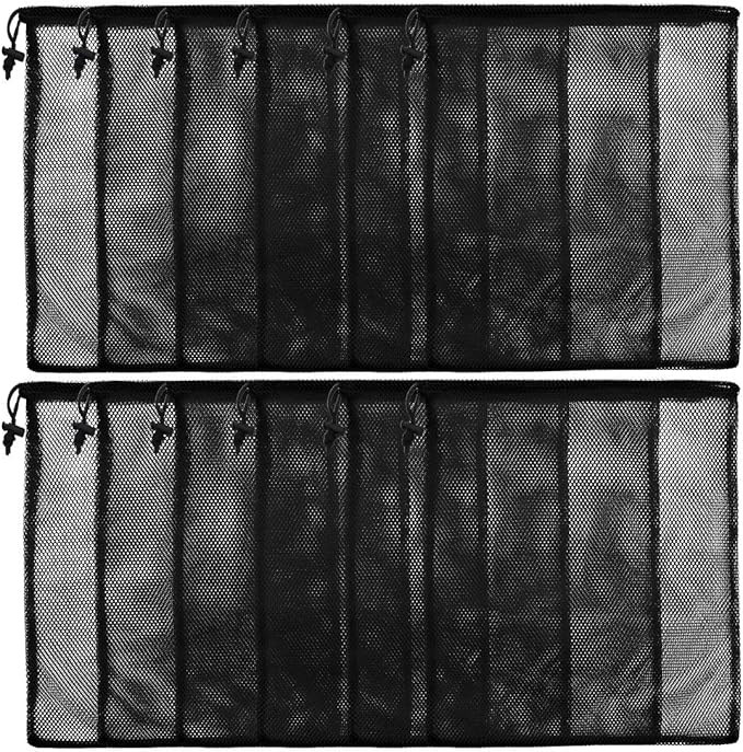 13"X15.5" 12Pcs Mesh Laundry Drawstring Bag Nylon Drawstring Gym Bag with Cord Lock Closure