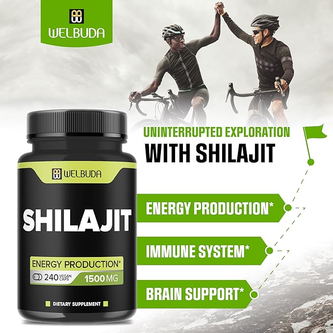 1500mg Shilajit Capsules Extract 5:1 - Immune System, Energy Production, Brain Health & Overall Well-Being Support - 240 Capsules
