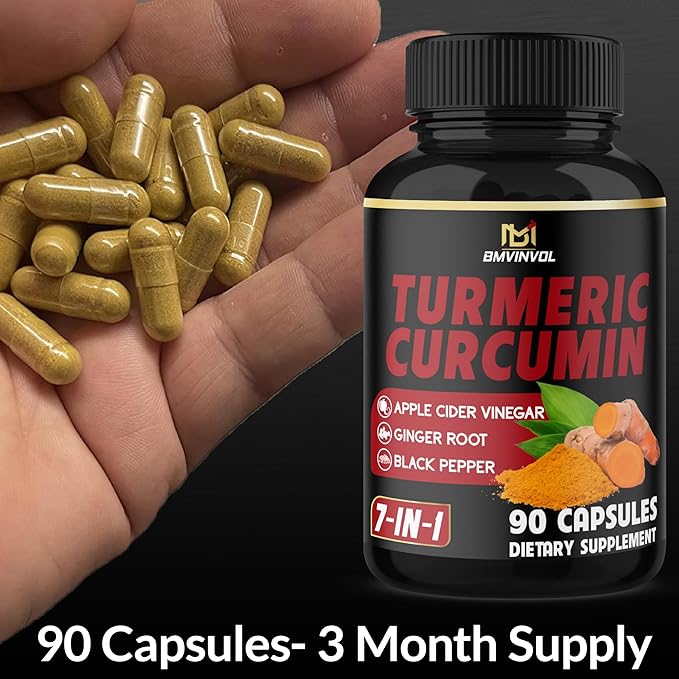 Turmeric Curcumin - 95% Curcuminoids & Apple Cider Vinegar, Ginger Root and Black Pepper for Advanced Absorption - Supports Immune System - 90 Capsules [3-Month Supply]