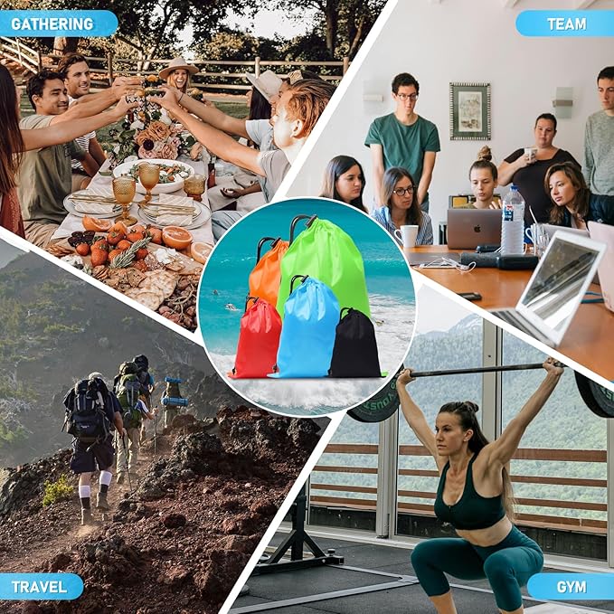 iMucci Upgrade Waterproof Drawstring Bag Sack Nylon Bag Ditty Bag for Gym Traveling, Hiking, Yoga, Shopping