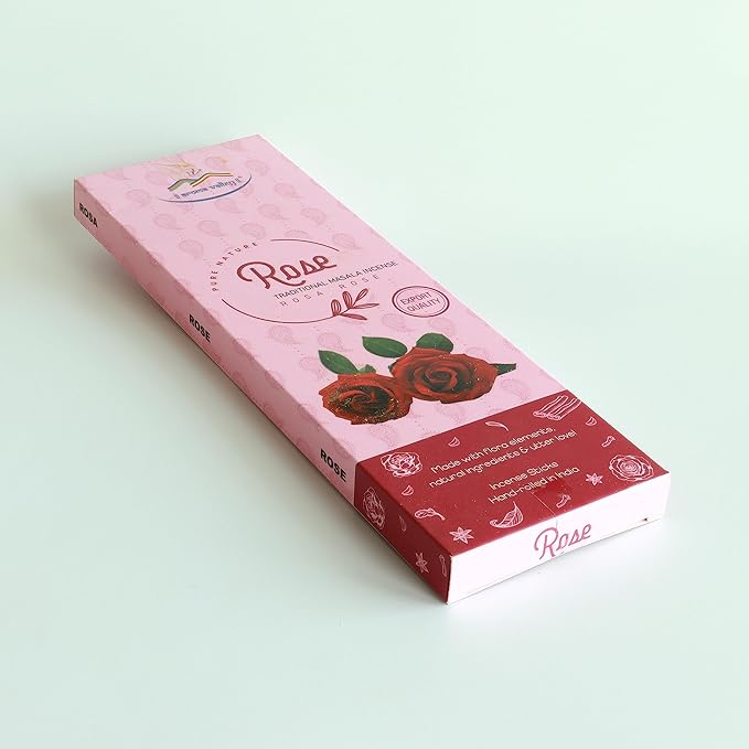 Rose Incense Sticks - Traditional Handcrafted Masala Incense - 42 to 50 Sticks Approx.