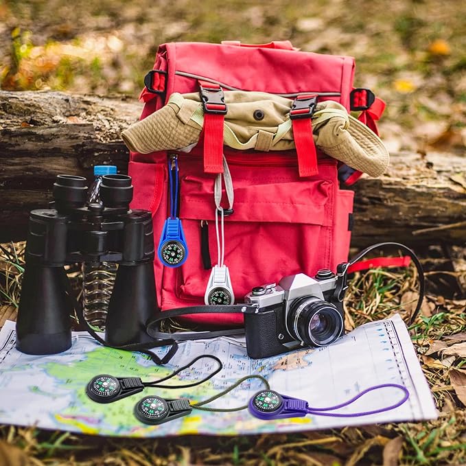 27PCS Mini Compass for Kids Hiking Small Compass Keychain Bulk, Cute Kids Scout Pocket Compasses for Party Favor Survival Kits Watchband Bracelet Necklace Keychain (9 Colors)