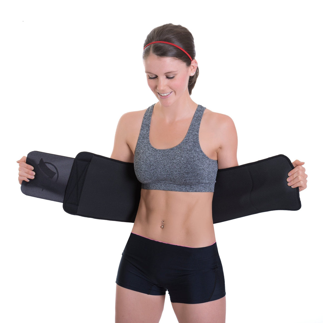 Fitru Waist Trimmer Sauna Ab Belt For Women & Men - Waist Trainer Stomach Wrap (Black, XS: 8" X 34")