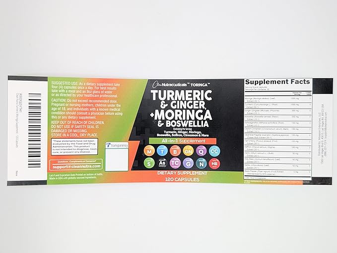 Turmeric Moringa Supplement | Ginger Boswellia Saffron - Supplement for Women and Men with Ceylon Cinnamon, Tart Cherry, Quercetin Garlic Nettle Holy Basil - 2Pack