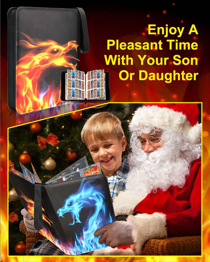 Card Binder 9 Pocket Holder 900 Cards Compatible with Game Cards, 3 Ring Trading Card Binder Album Case Book Storage TCG, CCG, MTG, YuGiOh, Baseball Cards, Gifts For Boys And Girls Ages 6-14